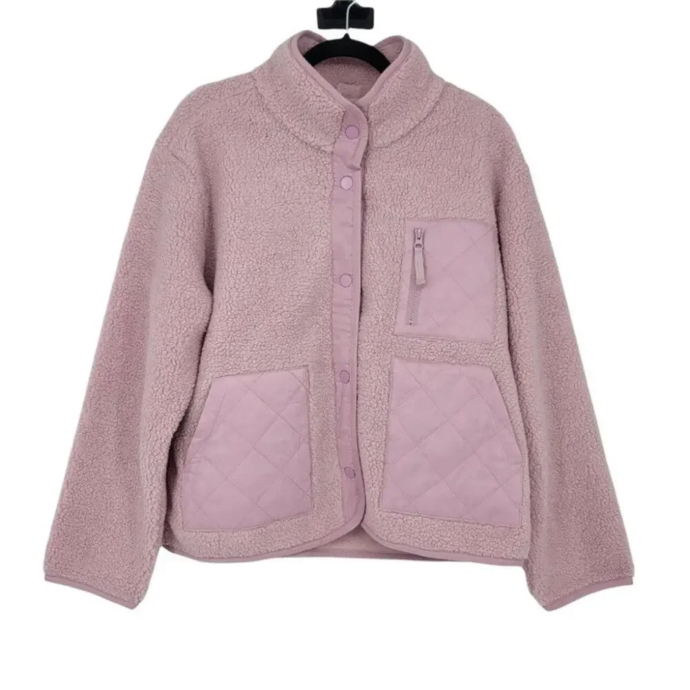 Rails Soft Sherpa Relaxed Fit Plush Sherpa Jacket Coat In Lilac Size Large - Picture 2 of 6